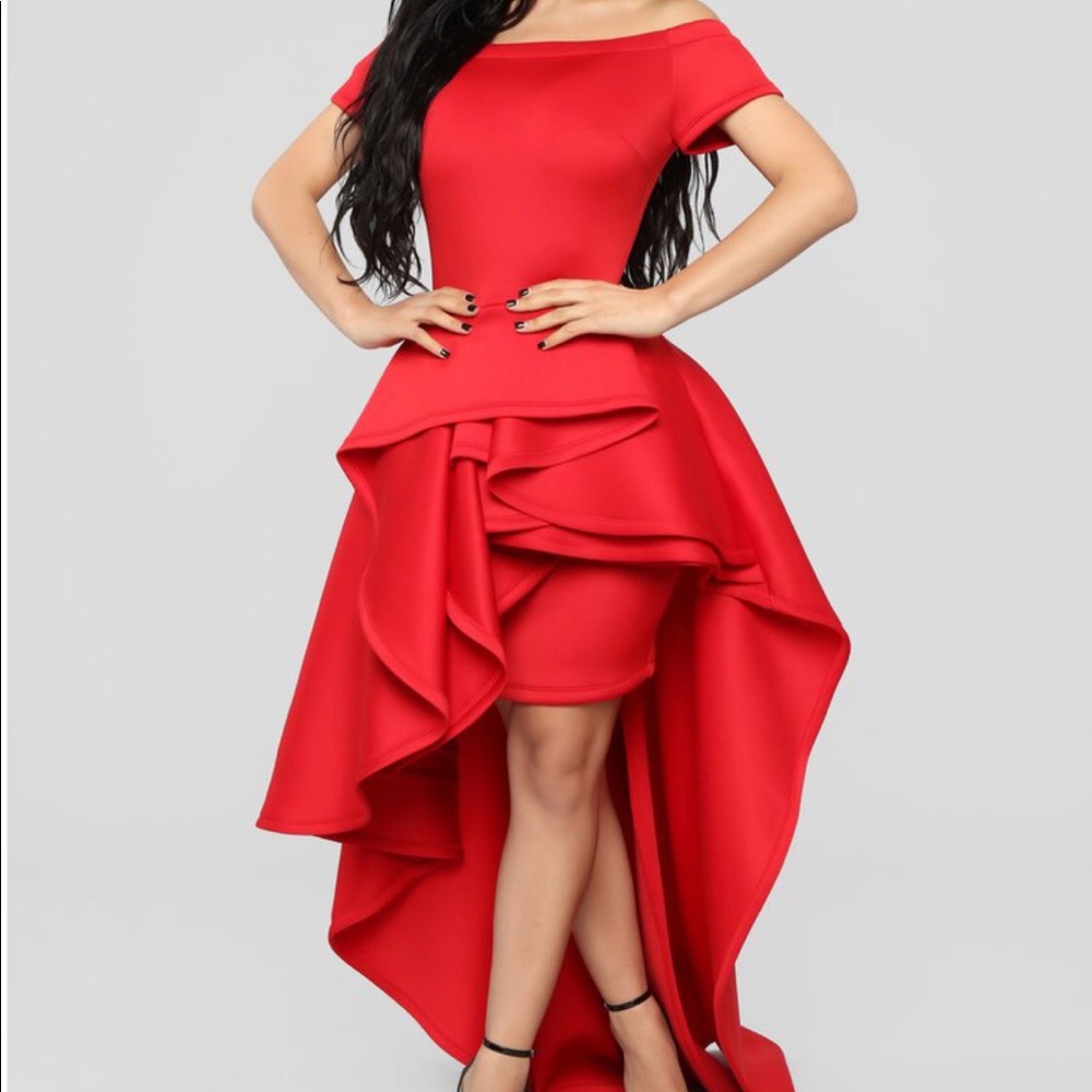 Fashion nova red evening high low dress 💃🏽